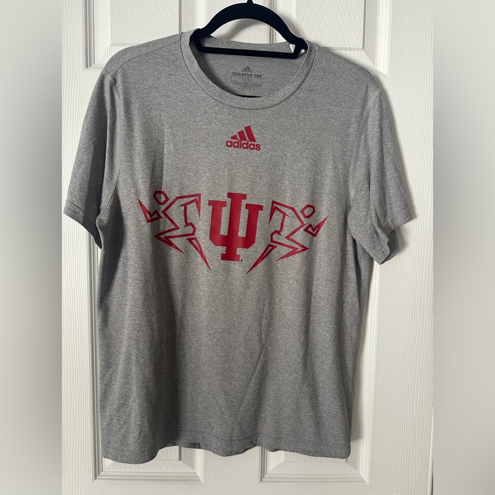 ❤️IU Indiana University Adidas Gray and Red Men's Climalite T-Shirt Size Medium